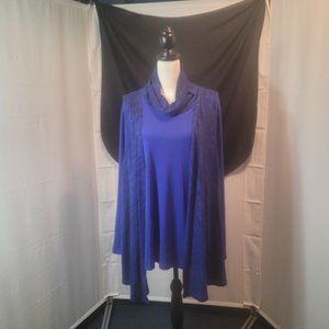 Susan Graver Jewel blue, cowl neck tunic size XL.